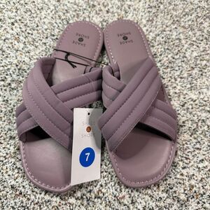Shade & Shore Women's Slide Sandals Size 7 Purple Casual Summer